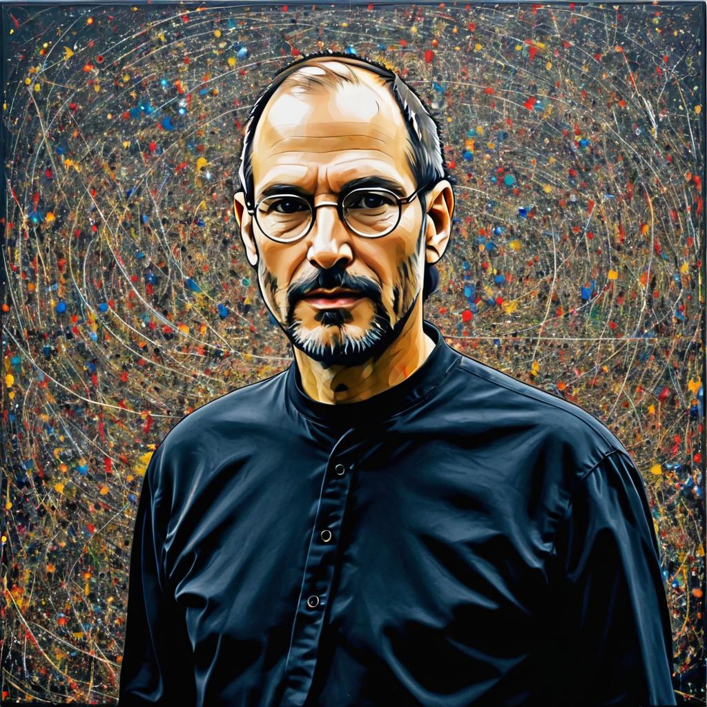 Steve Jobs Portrait in Pollock Style