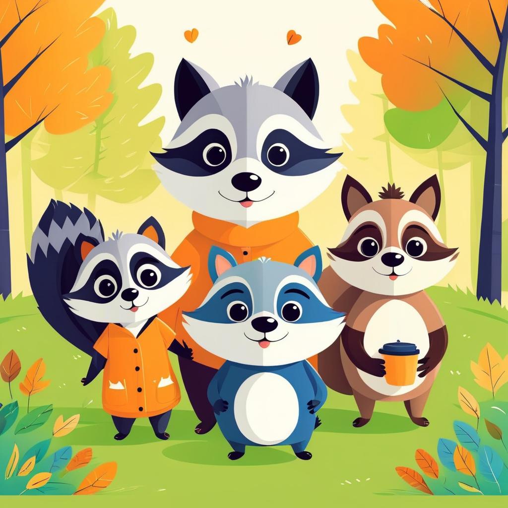 Humorous Friends: Raccoon, Dog, and Squirrel