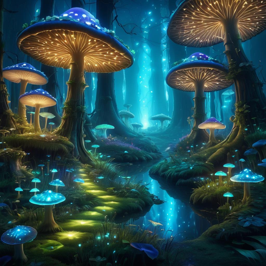 Enchanted Bioluminescent Mushroom Forest