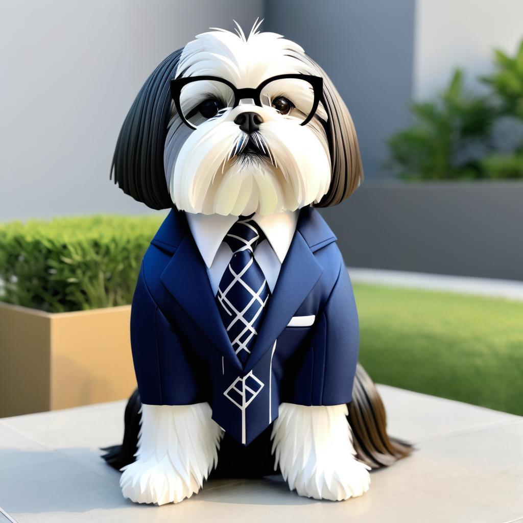 Dapper Shih Tzu in a Suit