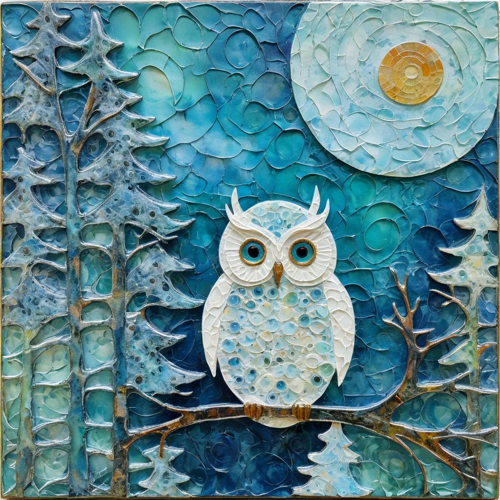 Serene Abstract Winter Owl Art