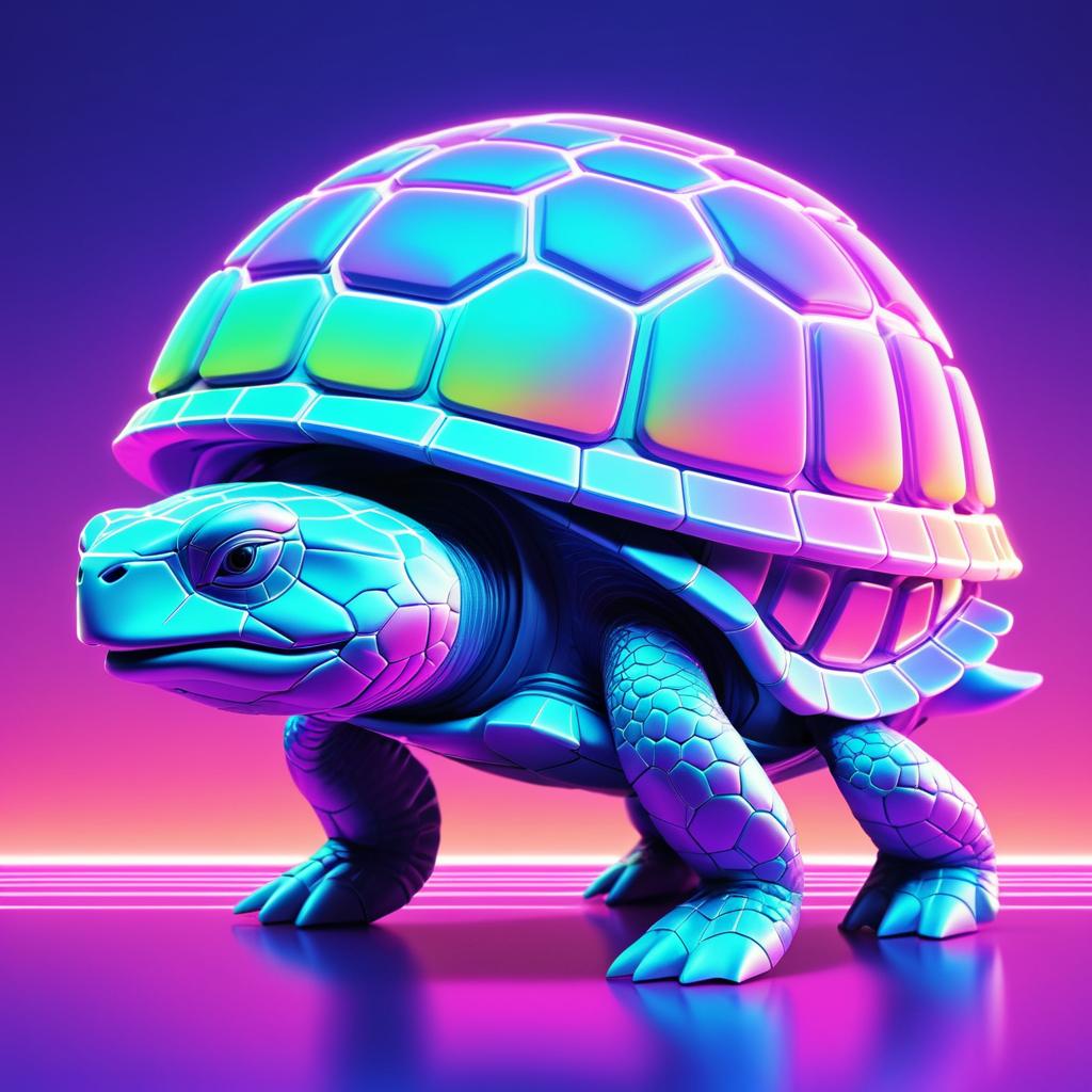 Retro Turtle Profile in Vibrant Glow