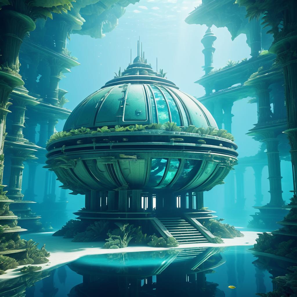 Exploring a Futuristic Underwater Temple