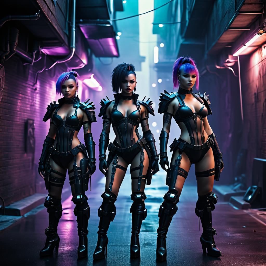 Tough Alien Chicks in Cyberpunk Metropolis