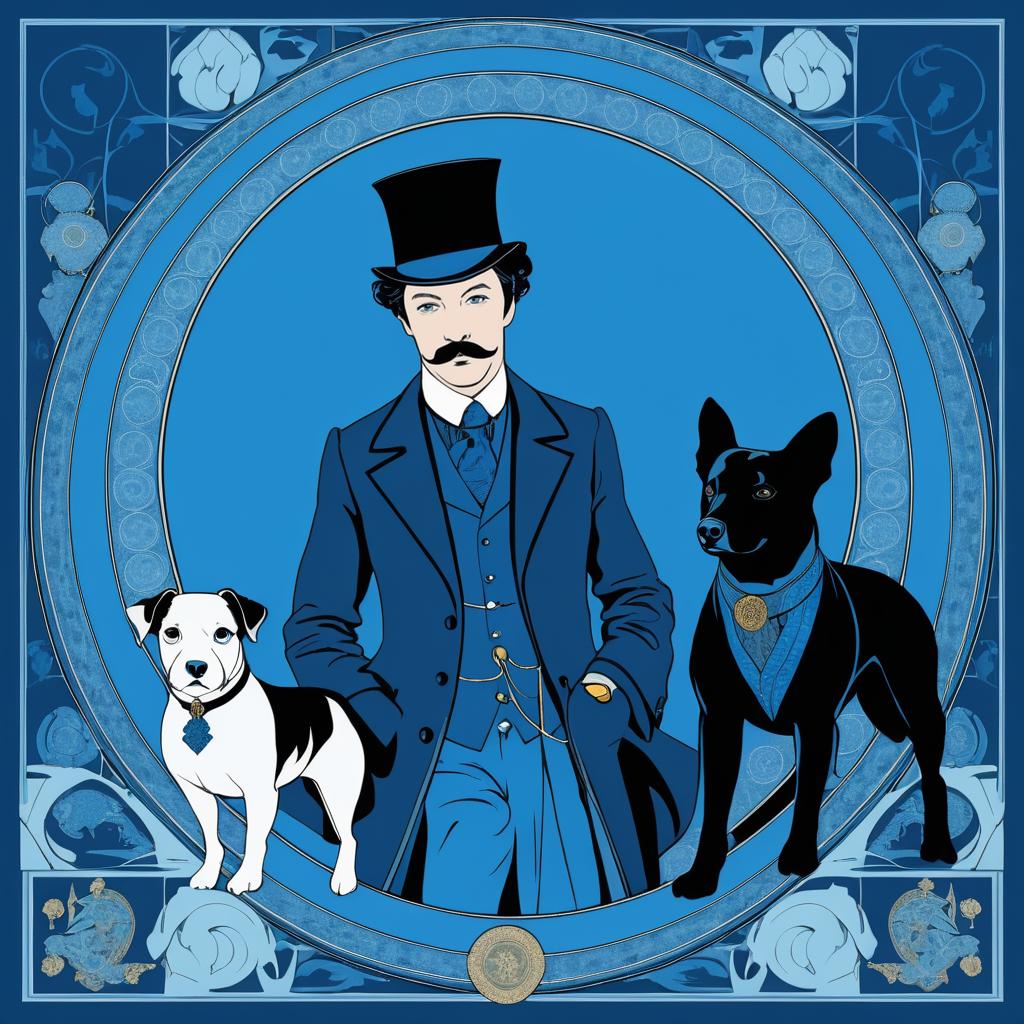 Sherlock Holmes Dog on Blue Canvas