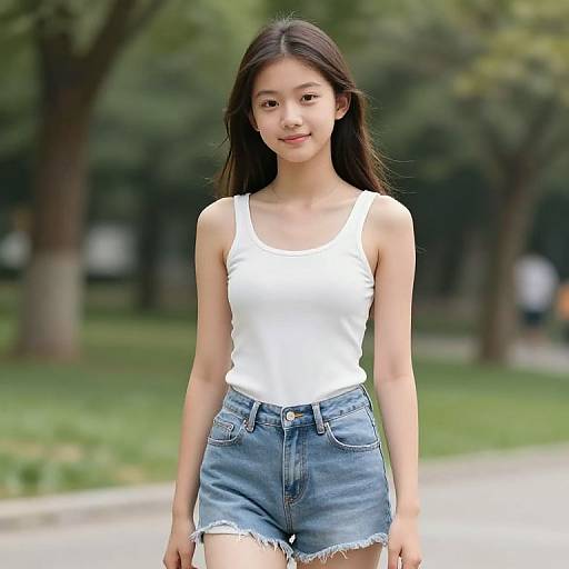Youthful Petite Teen in Summer Park