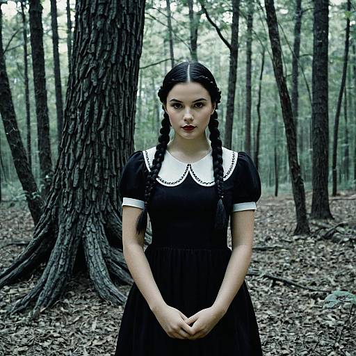 Wednesday Addams in Enchanted Forest Dress