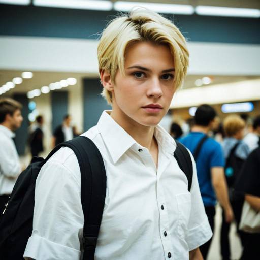 Serious Young Student with Backpack