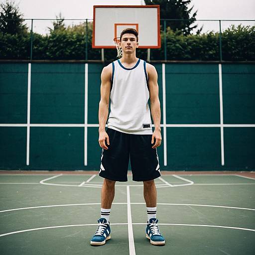Young man in athletic wear on basketball court