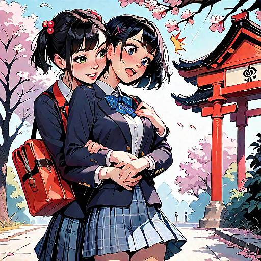 Surprised Girls in Plaid Skirts