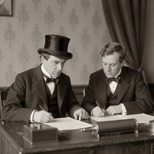 Victorian Gentlemen at a Desk Scene