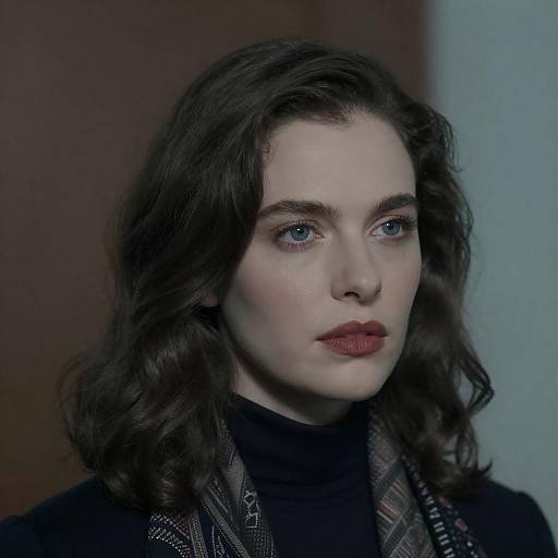 Soft-Lit Portrait of Blue-Eyed Woman