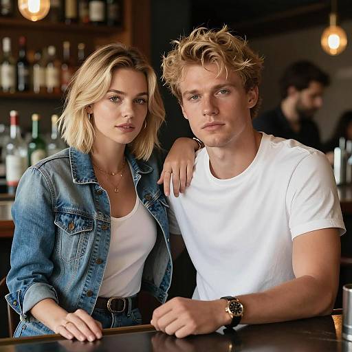 Blonde Couple at a Bar Scene
