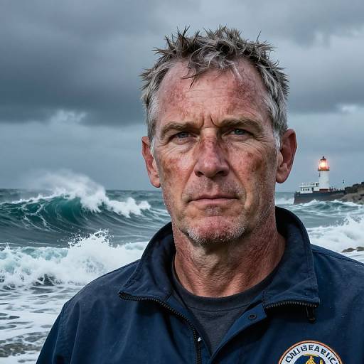 Double Exposure Portrait of Coastguard Veteran