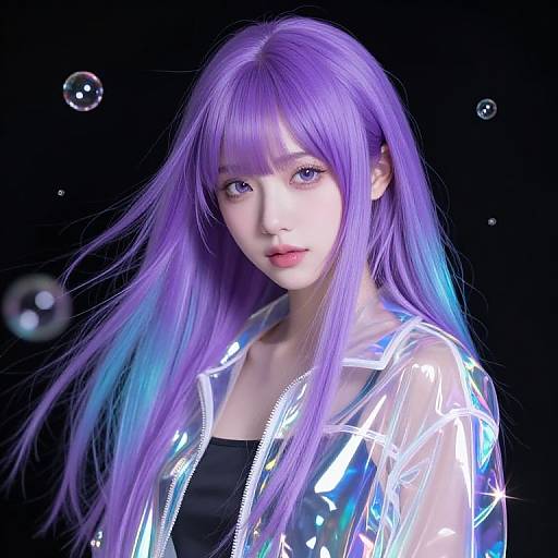 Anime Girl with Iridescent Hair