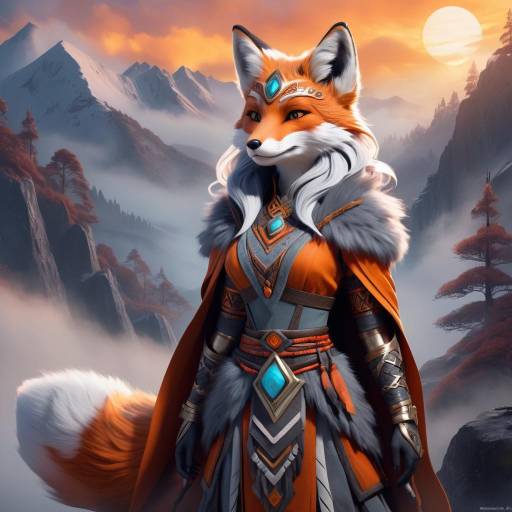 Enchanting Fox Kin in Tribal Attire Enchanting Fox Kin in Tribal Attire