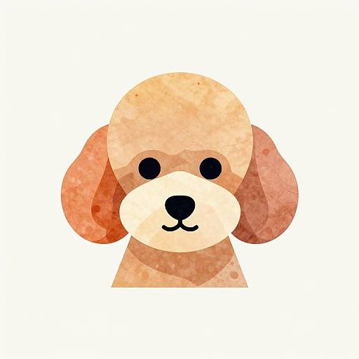Watercolor-style digital drawing of a cute, beige puppy with black eyes and nose, and floppy ears, against a white background.