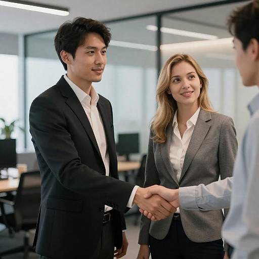 Business Meeting in Modern Office Setting