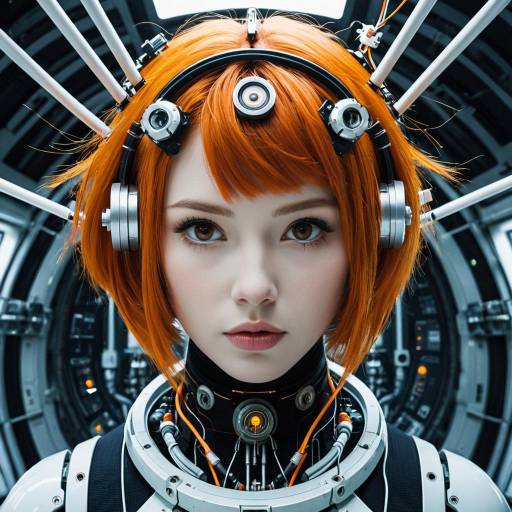 Futuristic Female Android with Orange Hair