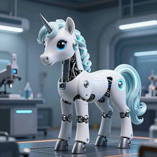 Futuristic Robotic Pony in Lab