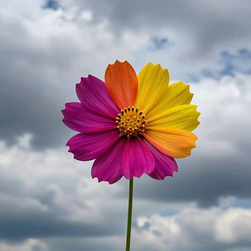 Vibrant Flower Against Dramatic Sky