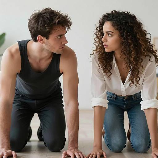 Intense Gaze: Man and Woman Photograph