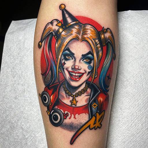 Vibrant Harley Quinn Tattoo Design