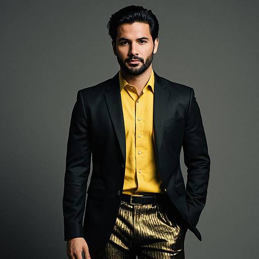 Sophisticated Man in Black and Gold