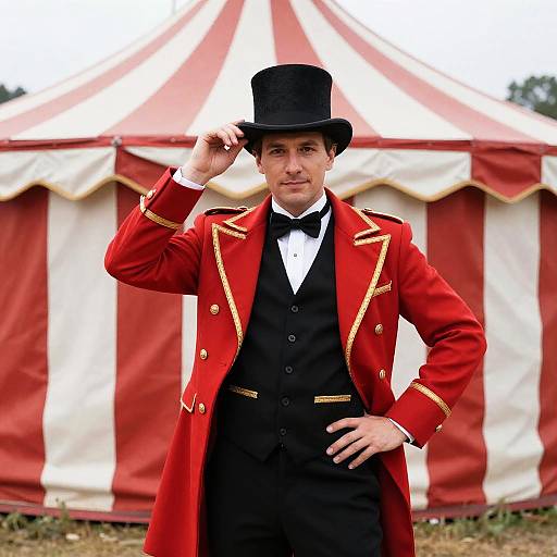 Classic Ringmaster in Vibrant Circus Attire