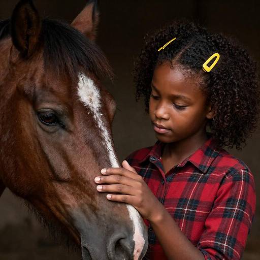 Young Girl and Horse Interaction Portrait
