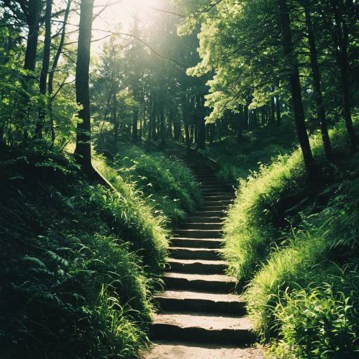 Serene Forest Pathway Under Sunlight