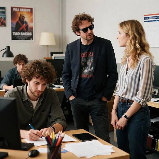 Dynamic Office Scene with Four People