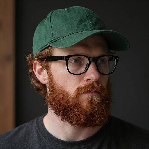 Curly Red-Haired Man with Glasses