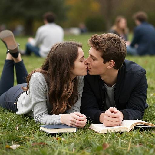 Romantic Outdoor Kiss in Nature