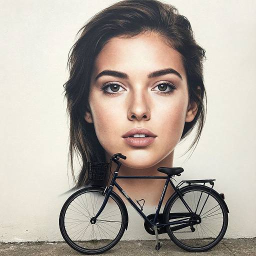 Wall Mural Featuring Woman and Bike
