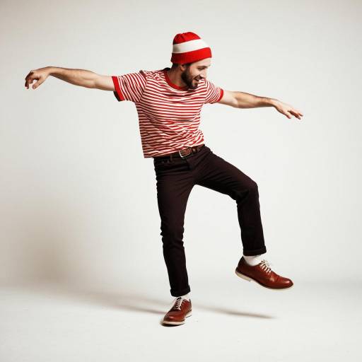 Retro Casual Man Dancing in Stripes