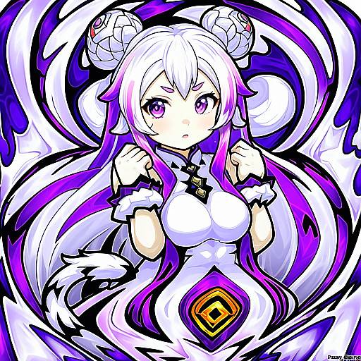 Illustration of Haku (p&d), puzzle & dragons in the style of Poaro