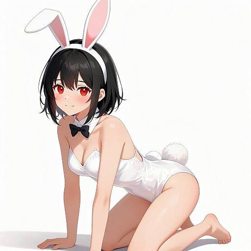 Anime Girl in Bunny Swimsuit Illustration