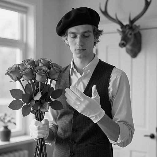 Elegant Black-and-White Portrait of Man