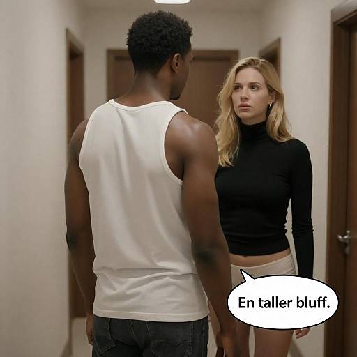 Dim Hallway Confrontation Between Couple