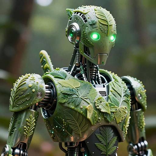 Organic Leaf-Patterned Futuristic Robot