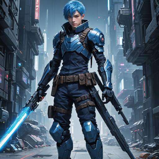 Cyberpunk Warrior with Dual Weapons