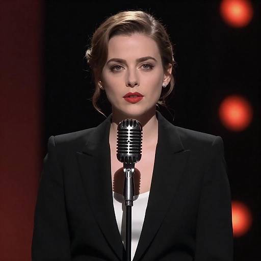 Serious Female Singer by Vintage Mic