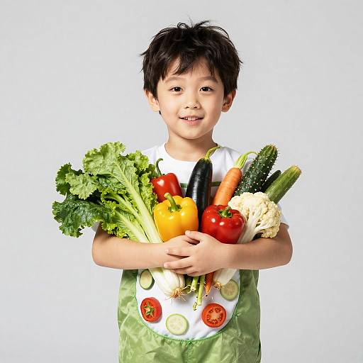 Boy Holding Fresh Vegetables