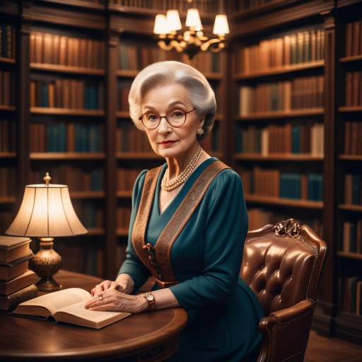 Charming Elderly Woman in Cozy Library