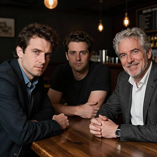 Men's Gathering at a Dimly Lit Bar