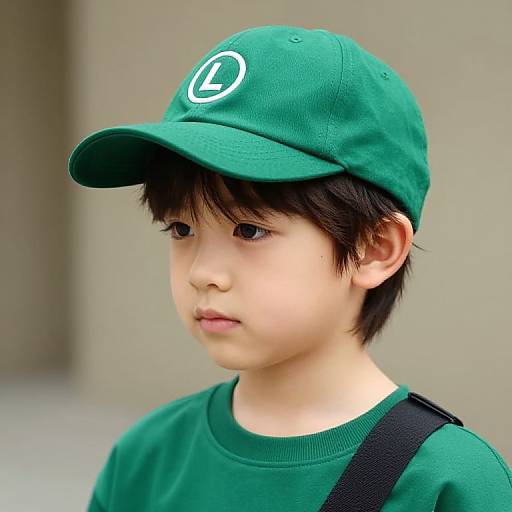 Boy with Green Cap and Strap