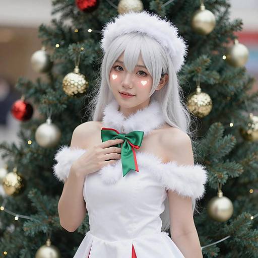 Festive Woman with White Hair
