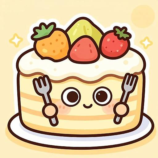 Cute Smiling Torta Cartoon Character