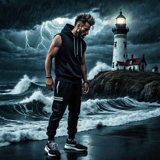 Gothic Lighthouse on Stormy Night